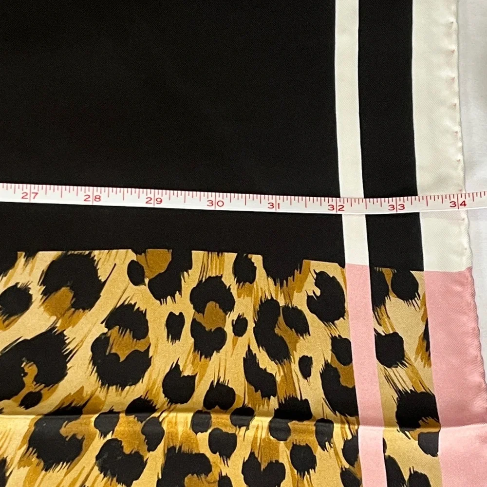 Moschino Pink and Leopard Print Square Scarf Made in Italy NWT
